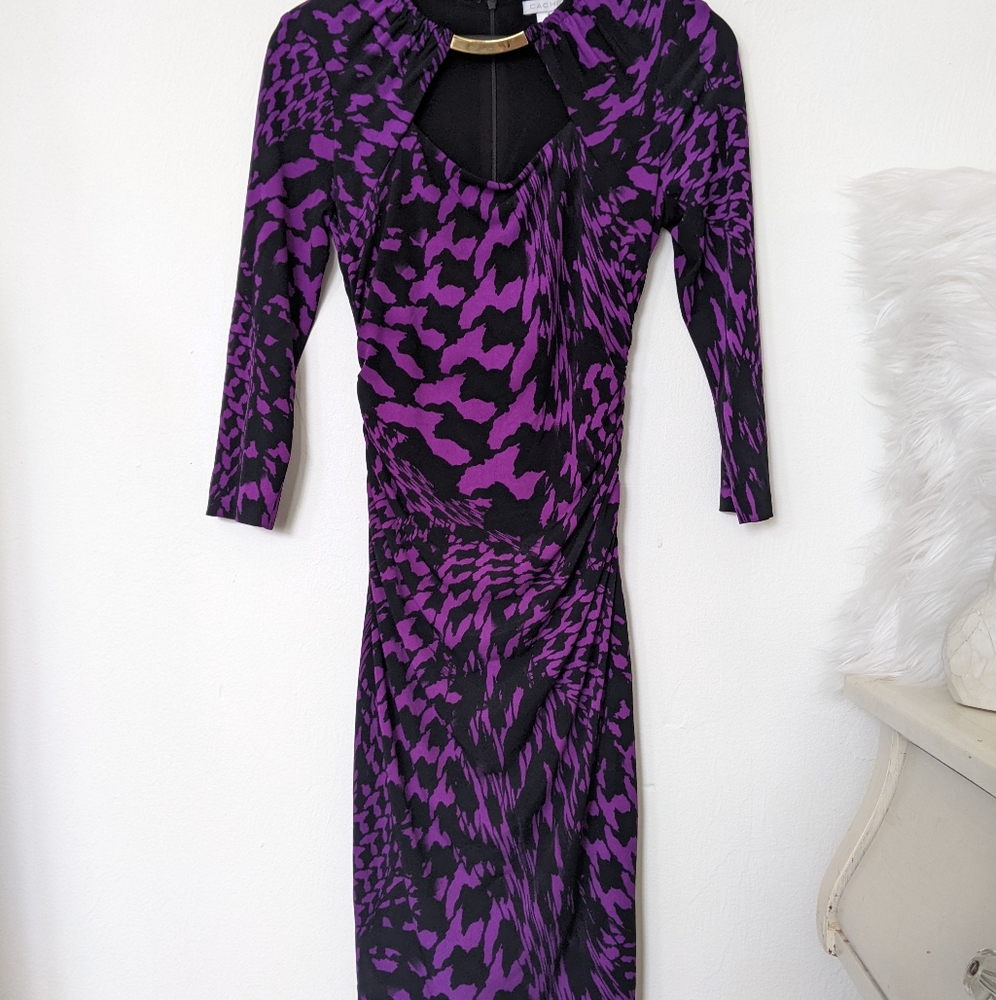Caché  Women's slightly  Ruched Dress 3/4 Sleeve d ze 4